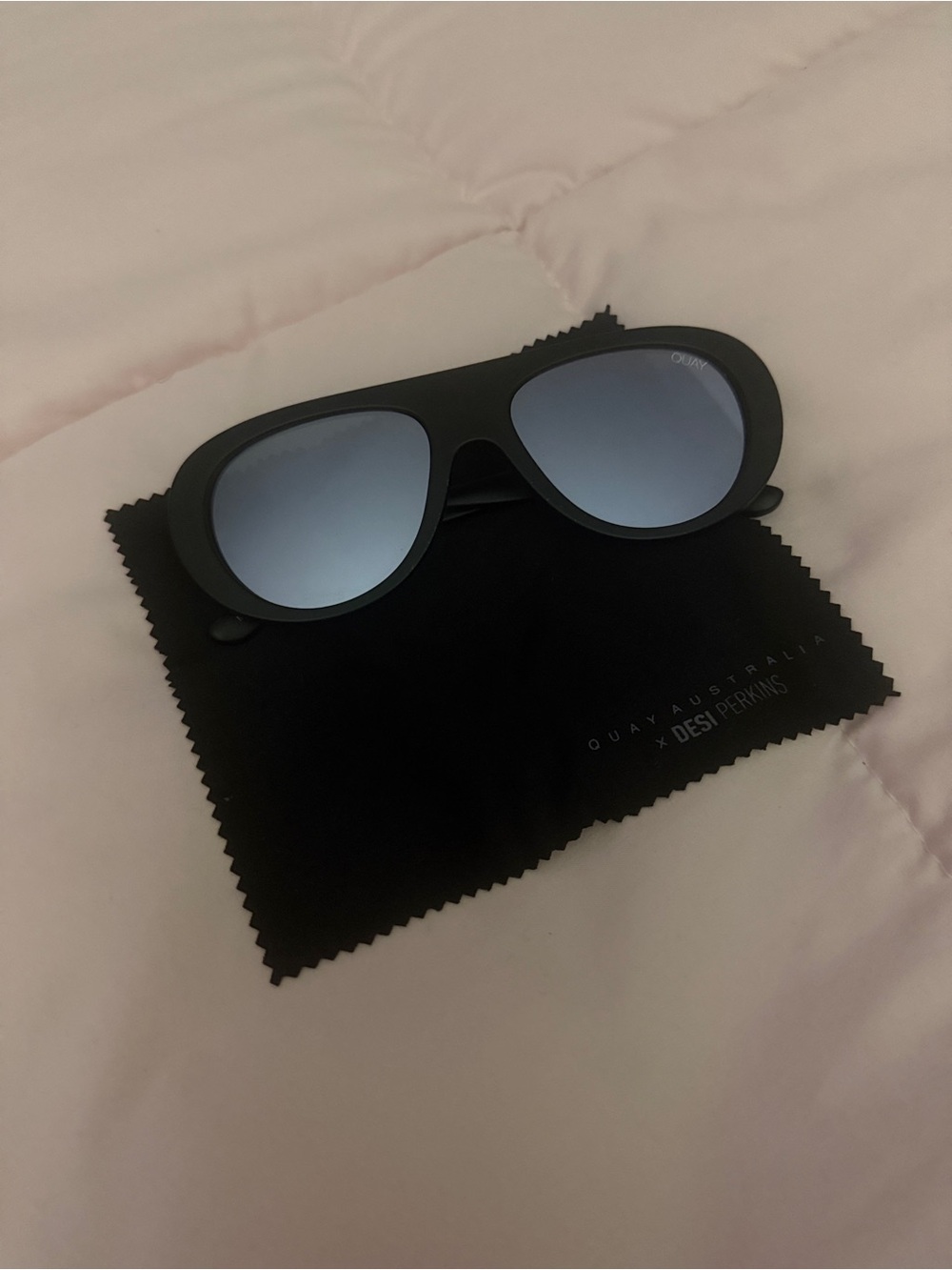 Quay Australia Black Frame Sunglasses with Blue Gradient Lenses